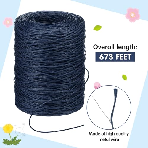 Syhood 673 Feet Floral Vine Bind Wire Rustic Craft Wire, Dark Blue | For DIY Craft Wrapping, Flower Bouquets Garland Arrangements, , Christmas Wreath Making - color: Dark Blue, size: 673 Feet