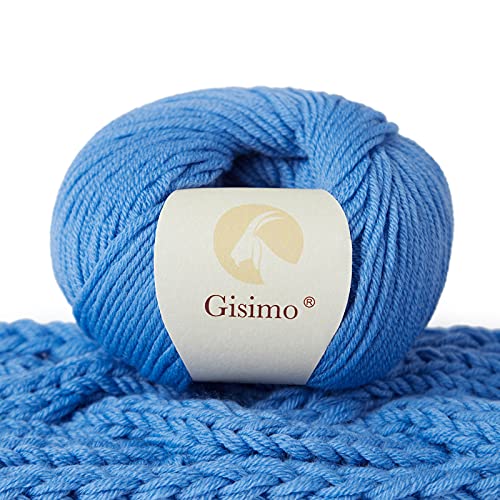 100% Merino Wool Yarn, 6-Ply Luxurious and Soft Yarn for Hand Knitting & Crocheting, 1.76 OZ/50g, 127 yds/116 Meters (Blue, 1 Ball) - color: blue, size: 1 ball