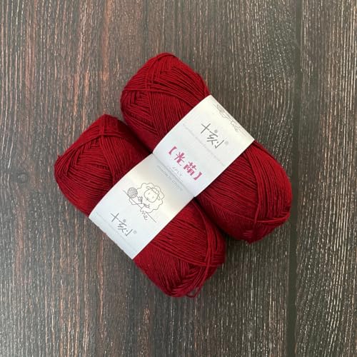 Linen rayon lyocell blend yarn, superfine fingering weight (1), 150g/5.29oz (3 strands, 50g/230yds per strand)- 15 Cranberry - color: SM15-Cranberry