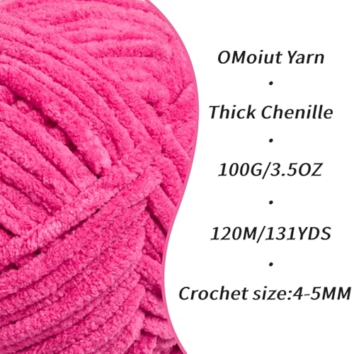 3 Pack Rose Fluffy Velvet Yarn for Crocheting, Chunky Chenille Baby Blanket Yarn for Crocheting, Soft Fuzzy Puzzle Yarn for Knitting, (100g/3.53oz Each) Bulky Thick Amigurumi Crochet Yarns - color: 3 Rose