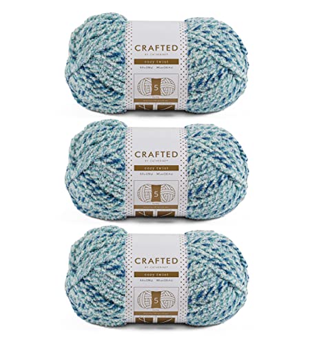 Crafted By Catherine Cozy Twist Yarn - 3 Pack, Blue Multi, Gauge 5 Bulky - color: Blue Multi, size: 8.8 oz/ 3 Pack