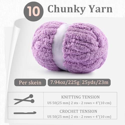 Gray Chunky Yarn for Hand Knitting - #10 Chenille Yarn for Crocheting | 8 Pack Thick Chunky Yarn for Crocheting, Super Bulky Chunky Knit Blanket Yarn (Each 7.94oz/225g, 25yds/23m), Blue Gray - color: Blue Gray