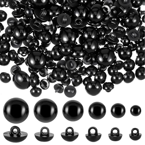 320 PCS Crochet Safety Eyes, Round Black 8mm to 15mm Sew on Eyes for Stuffed Animals, Plastic Mushroom Domed Crochet Eyes for DIY Stuffed Animal Amigurumi Crochet Toy Doll Making