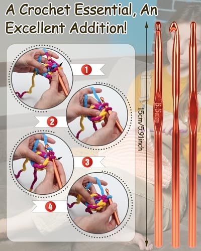Coopay Crochet Hooks Set-19PCS Metal Crochet Needles with Stitch Markers | Ergonomic Crochet Hook for Comfortable Crocheting and Arthritic Hands(2.0mm/2.5mm/3.0mm/3.5mm/4.0mm/4.5mm/5.0mm/5.5mm/6.0mm) - color: Multicolor Aluminum Hook Set