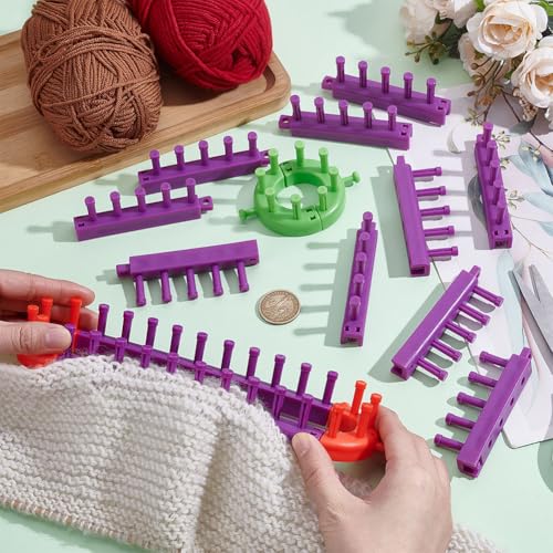 HOBBIESAY 1set Adjustable Knitting Loom Set Knitting Loom Scarf Crochet with Needles Weaving Tool Set Long Looms Scarf Sweater Shawl Stitch Knit Blankets Different Sizes and Shapes Knittings Looms