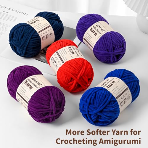 Fluffy Chunky Yarn for Crocheting, Chenille Crochet Yarn 6 Super Bulky, 2 Pack of 87.9 yds/4.23 oz Baby Blanket Yarn, Soft Velvet Yarns for Knitting Amigurumi&DIY Crafts/Hats/Socks(2 Fruit Green) - color: 2 Fruit Green