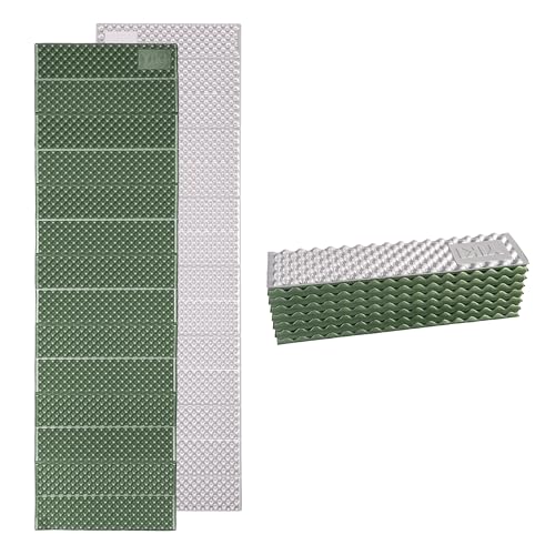 YIKI Thick Foam Sleeping Pad for Camping, Backpacking Sleeping Pad | 0.9" Thick Closed Cell Foam, Ultralight Waterproof Foldable Camping Mat, Heat Reflective Tent Pad for Hiking, Travel, Outdoor - color: Green