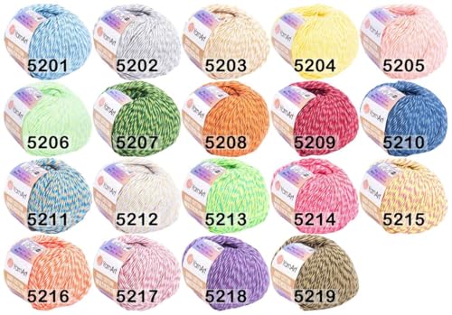 YarnArt Baby Cotton Multicolor Yarn – 50% Cotton 50% Acrylic – 50g (1.76oz), 165m (180yds) – Soft Lightweight Yarn for Knitting, Crochet, Amigurumi, Baby Clothes & Summer Projects (5204) - color: 5204