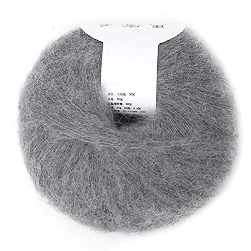 Mohair Knit Soft Angora Long Wool Yarn Hot with a Crochet Popular for DIY Weave(Light Grey)