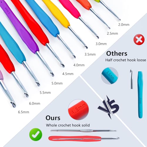 MYBAGZING Initial Crochet Kit for Beginners with Yarn Storage Bag, 10pcs Crochet Hooks 2.0-6.0 mm, 10 Skeins Yarn for Crocheting, Knitting Accessories, 58pc Crochet Starter Kit for Adults - size: B