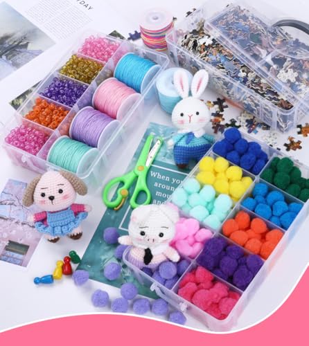 Praisebank 3-Layer Stackable Storage Container Box, 30 Dividers Compartments, Perfect for Storage Jewelry & Arts & Crafts & Sewing. (Clear) - color: Clear