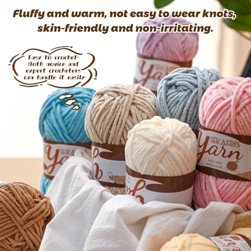 2 Pack Fluffy Velvet Yarn for Crocheting，Baby Blanket Yarn for Crocheting Soft，100g(131yds) Amigurumi Yarns，Plush Chenille Crochet Yarns，Puzzle Yarn for Crochet Weaving Craft(2 Fruit Green) - color: 2 Fruit Green