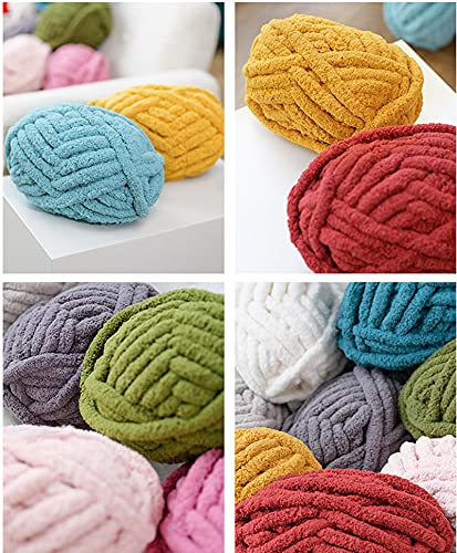 Chunky Knit Chenille Yarn for Hand Knitting Blankets, Super Soft Big Jumbo Blanket Yarn (Cyan) - color: Cyan