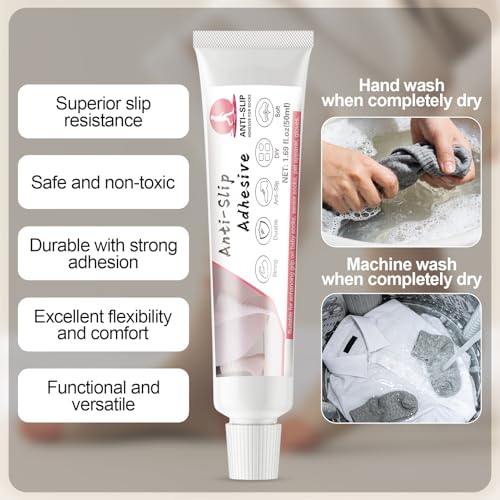 Sock Stop Glue, Washable Anti Slip Adhesive for Socks and Fabrics 50ml | Add long-lasting grip to socks and fabrics with a washable waterproof anti-slip coating. - color: CLEAR