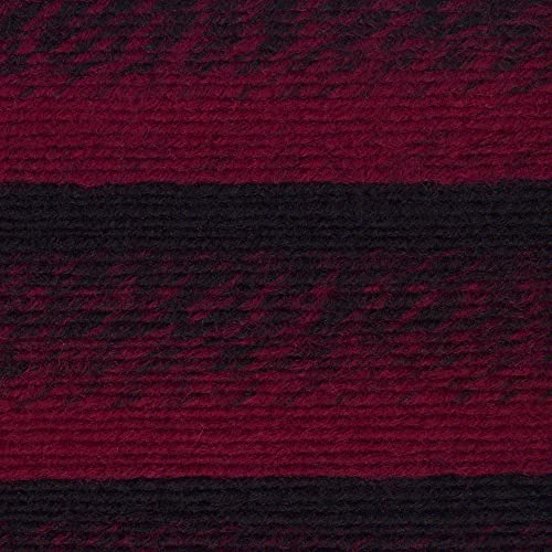 Lion Brand Yarn (1 Skein) Scarfie Bulky Yarn, Cranberry/Black | Bulky Acrylic Wool Blend Knit & Crochet Fiber for Self-Striping Scarves, Colorful Cardigans, Chunky Blankets, Hats - color: Cranberry/Black, size: 1 Pack