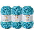 3 Pack Lake Blue Fluffy Velvet Yarn for Crocheting, Chunky Chenille Baby Blanket Yarn for Crochet, Soft Fuzzy Puzzle Yarn for Knitting, (50g/1.77oz Each) Bulky Thick Amigurumi Crochet Yarns - color: 3 Lake Blue