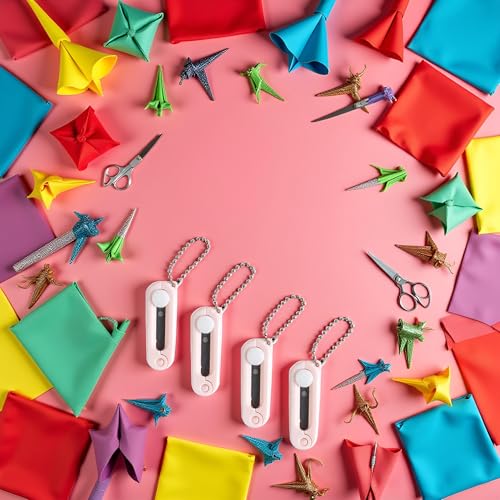 4Pcs Pink Folding Scissors Safe Portable Travel Foldable Telescopic Cutter Pocket Mini Scissor with Keychain for Cutting, Scrapbooking, Crafting, Sewing Craft Scissors