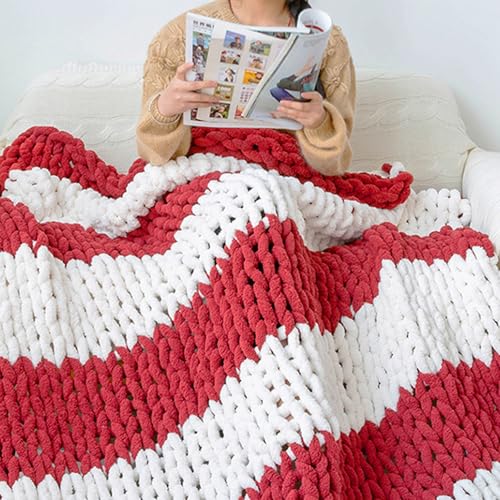 8 Pack Chunky Chenille Yarn for Crocheting,Super Bulky Large Soft Thick Fluffy Plush Fuzzy Yarn for Hand Knitting Blanket (White) - color: white
