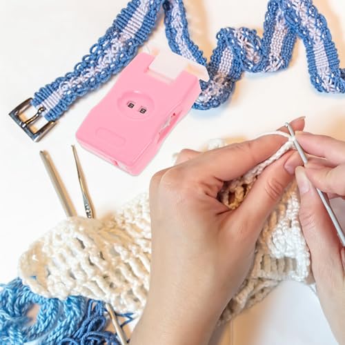 Beavorty Manual Counter with Button Knitting Stitch Counter and Crochet Row Tool Lightweight Portable Knitting Tool for Home Travel Use Pink