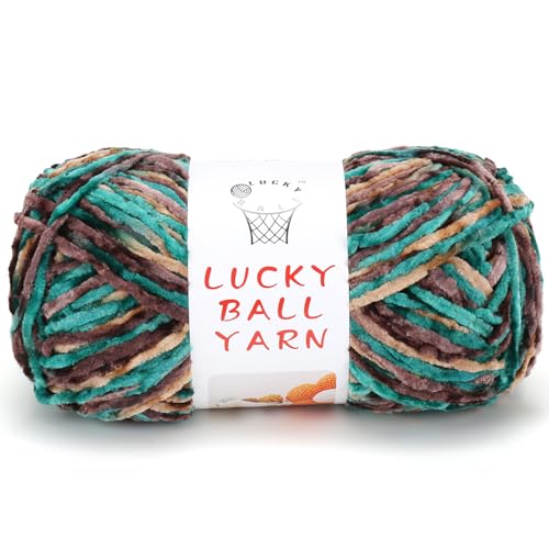 LUCKY BALL Chenille Yarn, 100g/230 yd #4 Velvet Crochet Yarn (Rainforest) | 100% polyester #4 medium velvet yarn; 4mm strand; 100g/230 yd; for amigurumi, plushies, hats, scarves, baby crafts - color: 1Rainforest