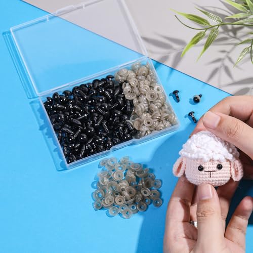 320Pcs Safety Eyes for Crocheting 8mm Amigurumi Craft Doll Eyes | Crochet Animals with Washers, Small Stuffed Animal Eyes for Plush Dolls Bear Doll Making Supplies - size: 8mm