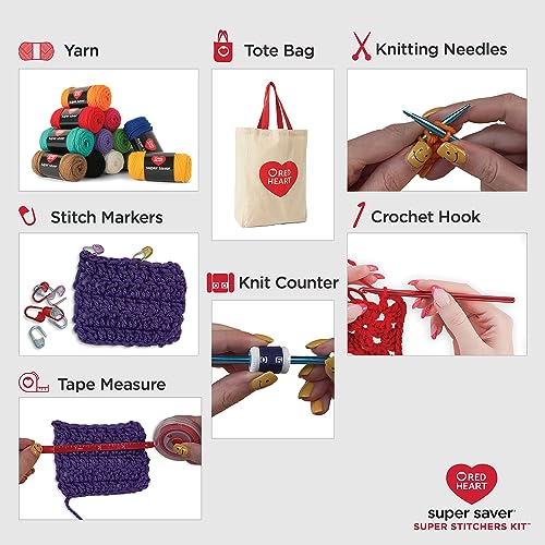 Red Heart Stitchers Kit with Bag and Accessories, Yarn for Crocheting - size: Medium