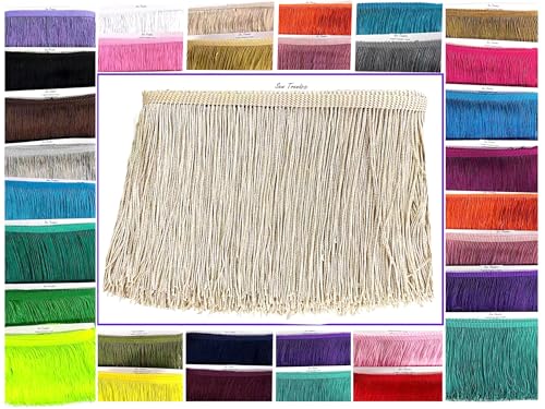 10 Yards of 4" Long Chainette Fringe Thread Yarn Tassel Trim Braid Fringe for Crafts Sewing and Decor-Cocoa Light Brown - color: Cocoa Light Brown, size: Value 10 Yards