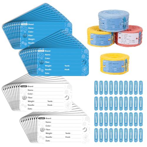 Caydo 40 Set Yarn Information Tags with Clips for Yarn Storage Organizer | Double-Sided Yarn Cake Labels for Record Yarn Specs, Perfect Helper for Improving Yarn Storage & Classification Efficiency - color: Yarn Tag 40set