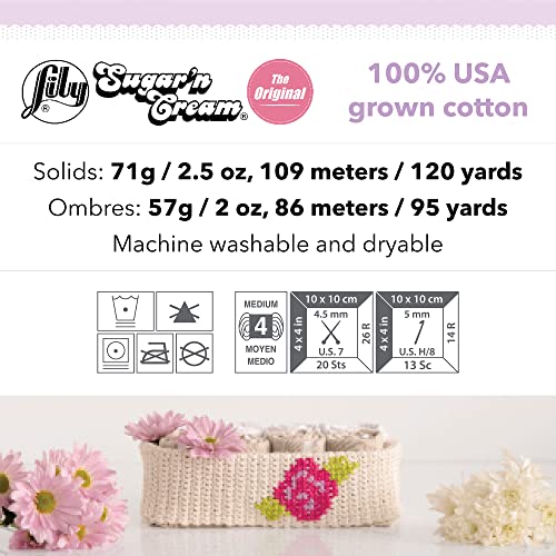 Lily Sugar'N Cream Hippi Yarn - 6 Pack of 57g/2oz - Cotton - 4 Medium (Worsted) - 95 Yards - Knitting/Crochet - color: Hippi, size: 6 Pack, style: Sugar'N Cream