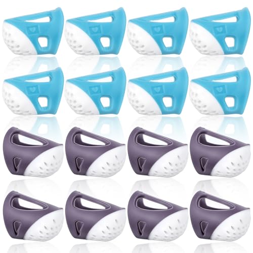 20 Pcs Thimble Finger Protector, 2 Colors Silicone Thimble Fingertip Grips | 2 Sizes, Blue, Purple, Non-Slip, Quilting Craft Accessory, for DIY Sewing and Household Projects
