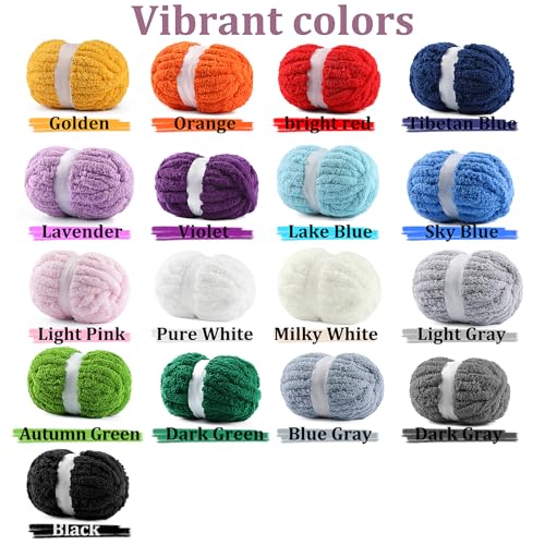 Gray Chunky Yarn for Hand Knitting - #10 Chenille Yarn for Crocheting | 8 Pack Thick Chunky Yarn for Crocheting, Super Bulky Chunky Knit Blanket Yarn (Each 7.94oz/225g, 25yds/23m), Blue Gray - color: Blue Gray