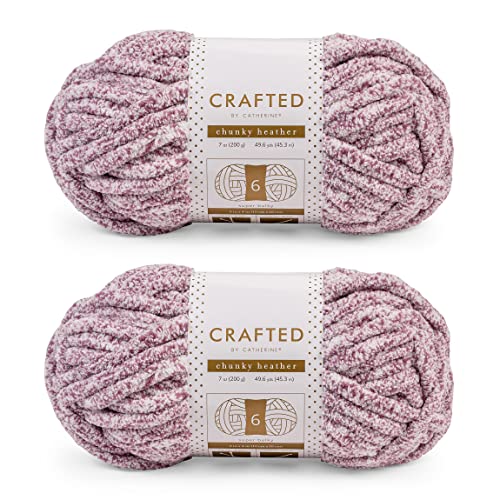 Crafted By Catherine Chunky Heather Solid Yarn - 2 Pack (49 Yards Each Skein), Purple, Gauge 6 Super Bulky - color: Purple, size: 7 oz/ 2 Pack
