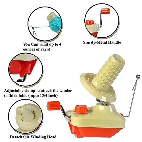 Wooden Yarn Ball Winder | Hand Operated Yarn Winder | Handcrafted Wooden Yarn Ball Winder for Knitting Crocheting - Knitter's Gifts Center Pull Ball Winder (Winder & Rosewood Swift) - color: Winder & Rosewood Swift
