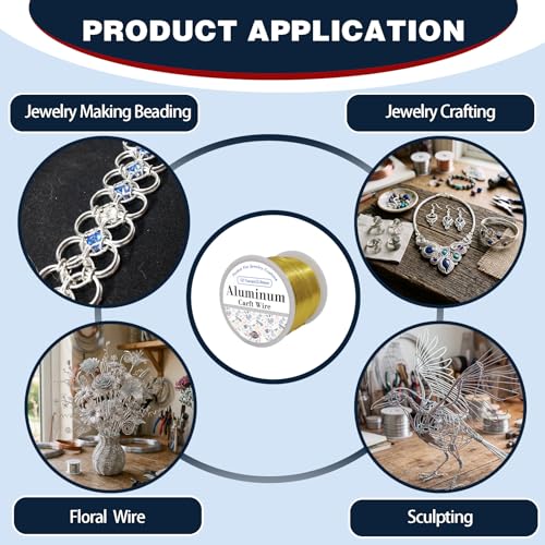 12 Gauge Aluminum Craft Wire Gold 80FT 2mm, Jewelry Making, Flexible Bendable Armature Wire for Sculpting, Floral Crafts, Metal Wire Wrapping, DIY Art Projects & Wreath Making - color: Gold, size: 12gauge