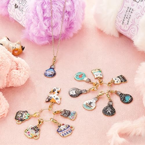 BEEFLYING Cat Knitting Stitch Markers for Crocheting, 13 Pcs | Cute Metal Alloy Enemal Clip on Charms, Bracelets Sewing Quilting Handmade Jewelry Making - color: Cat