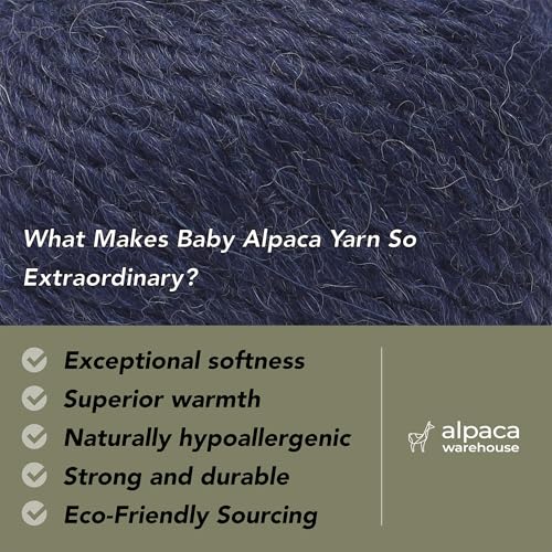 100% Baby Alpaca Yarn 6 Skeins 300g Bulky Weight Knitting Crochet Blue Jean | Made in Peru with natural warmth and softness featuring 324yd of premium fiber ideal for scarves shawls sweaters and more - color: Blue Jean, size: Bulky - 6 Skeins