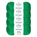Estako Royal Cotton, 100% Mercerized Giza Cotton Yarn, Green, 4-Pack | soft, silky sheen, super fine, fingering 1, sock weight, 200 g, 548 yds, baby clothes, summer tops - color: 5060 - Green, size: 4 Skeins