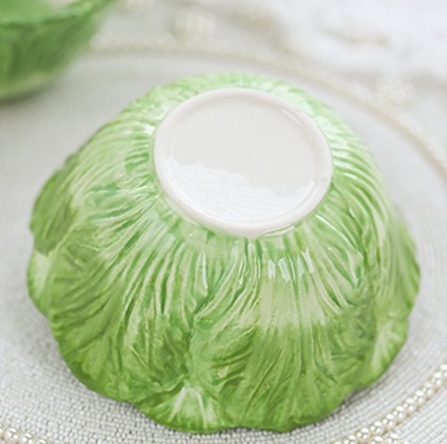 WAIT FLY Cute Cartoon Cabbage with Rabbit Shaped Ceramic Bowls Rice Bowls/ Salad Bowls/ Soup Bowls/ Saucer - color: Cabbage