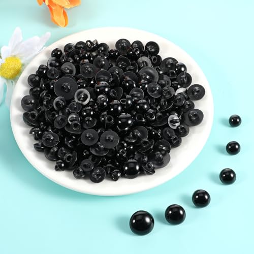 320 PCS Sew On Safety Eyes Buttons, Crochet Eyes for Animals 8mm to 15mm Plastic Mushroom Domed Sewing Doll Eye for Crafts for DIY Stuffed Animals Amigurumis Crochet Doll Making