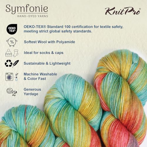 KnitPro Symfonie Fingering Weight Merino Wool Yarn 100g, Mystic Lagoon | 75% Extrafine Merino & 25% Polyamide, 438yds, OEKO-TEX Certified, Superwash, Colorfast, #1 Yarn Skein for Knitting & Crochet - color: Mystic Lagoon