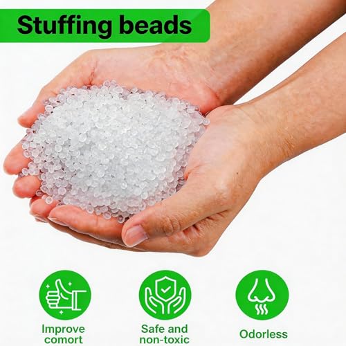 5LB Polypropylene Stuffing Beads, Plastic Weighted Stuffed Beads Poly Pellets, Filler Beads for Bean Bags, Dolls, Blankets, Crafts, Pillows, Cushions - size: 5LB