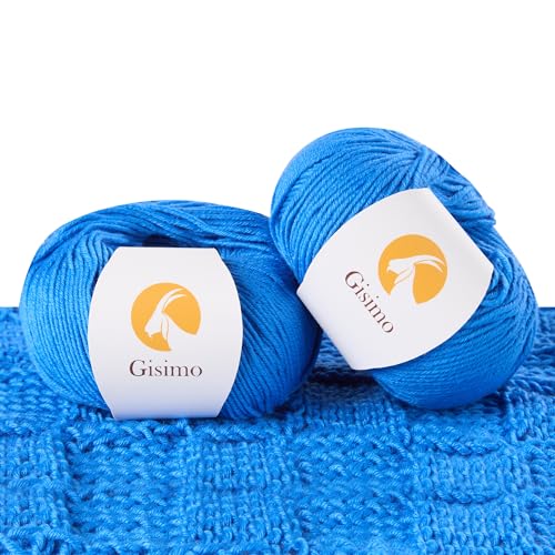 Merino Wool Yarn for Knitting & Crocheting - 35% Wool, 65% Acrylic - color: Blue, size: 2 Ball