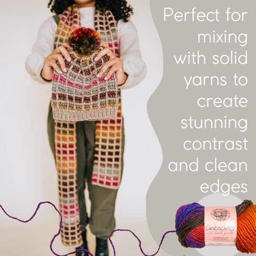 (1 Skein) Lion Brand Yarn Landscapes Yarn, Desert Spring | Variegated Worsted Weight 100% Acrylic Knit & Crochet Fiber for Colorful Blankets, Ombre Bags, Sweaters, Wraps - color: Desert Spring, size: 1 Pack