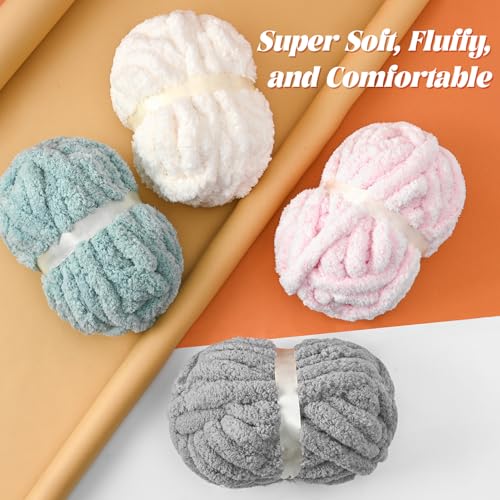 10 Pack of Light Coffee Soft Jumbo Chunky Yarn for Hand Knitting,Thick Blanket Yarn for Crocheting, #10 Super Bulky Yarns, 220yds/70.5oz Fluffy Chunky Chenille Yarns for Crocheting. - color: Light Coffee