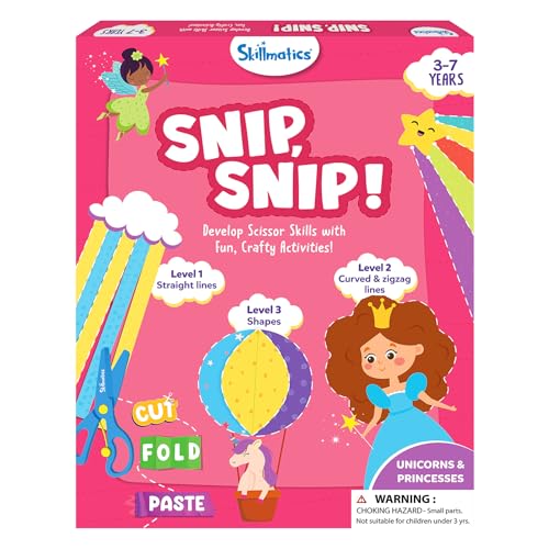 Skillmatics Snip Snip Unicorns & Princesses, Scissor Skills, Felt Craft Kit | Cutting Activity, Safety Scissors, Fine Motor Skills for Preschool, Screen-Free, Learning Toy, Girls & Boys Ages 3, 4, 5, 6 - style: 4. Unicorns & Princesses