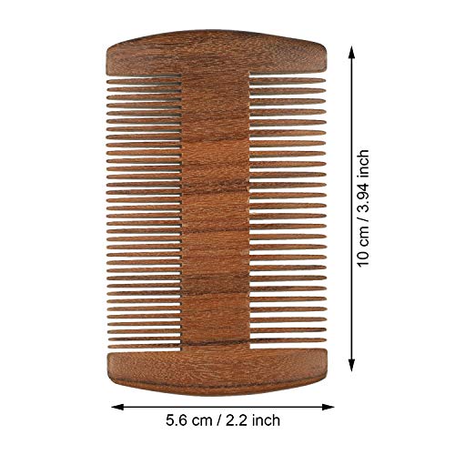 Boao 3 Pieces Wooden Beard Comb for Men, Dual Teeth,Brown | Natural Sandalwood Wood Combs, 3 Faux Leather Cases Included, Fine Coarse Teeth for Beards Mustaches Grooming, Bulk - color: Brown