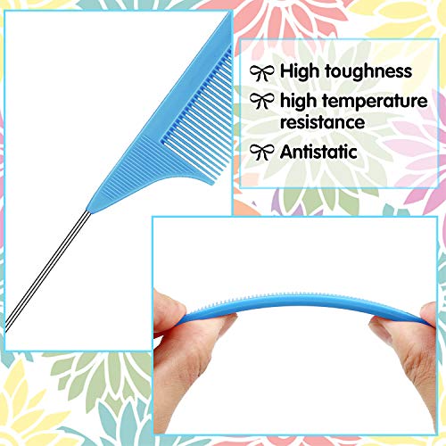 Patelai 30 Pcs Rat Tail Parting Combs Fine Tooth Bulk,Blue | Carbon Fiber Heat Resistant, Steel Pin Pintail for Sectioning Parting Braiding, Teasing Detangling Tools for Stylists Salon - color: Blue