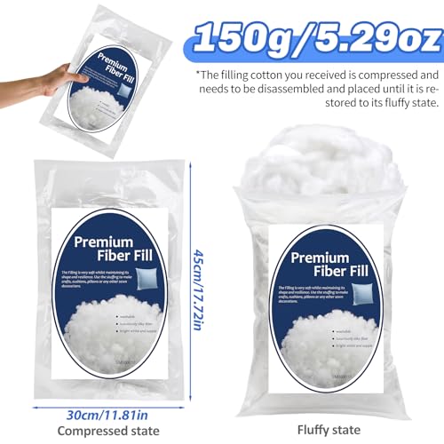Bupete 5.2oz/150g Polyfill Stuffing, Stuffings for Stuffed Animals | (1.8oz~4.18lb) Stuffing for Crochet Animals, Crochet Stuffing, Fiber Filling Stuffings, Stuffings for Stuffed Animals - color: White 5.2oz
