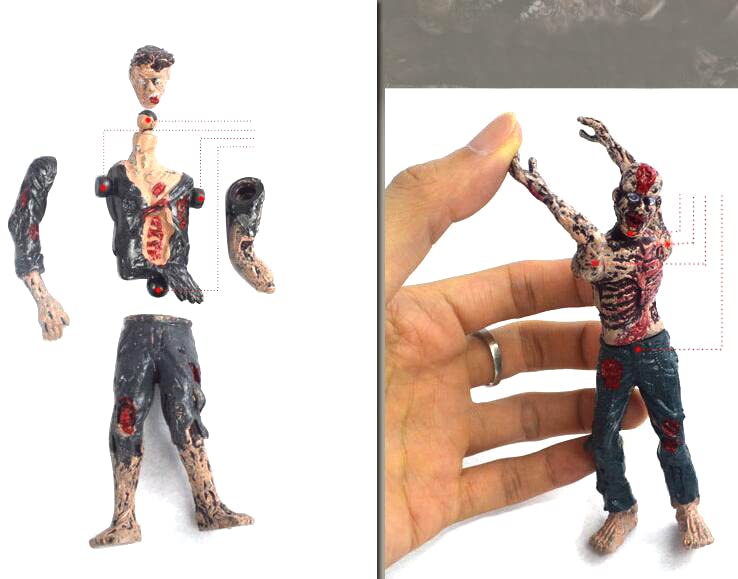 PowerTRC Toy Zombie Action Figures with Movable and Detachable Joints | Mini Zombie Figurines | Great for Presents, Decoration, and Party Favors | Pack of 6, 4 Inches Tall Zombies - style: #1 Set of 1