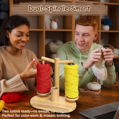 Wooden Yarn Holder for Crochet and Knit Projects (Natural) - color: natural